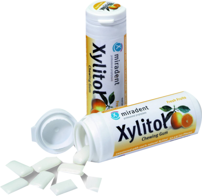 Miradent Zahnpflegekaugummi Xylitol Frucht (PZN 04323450)