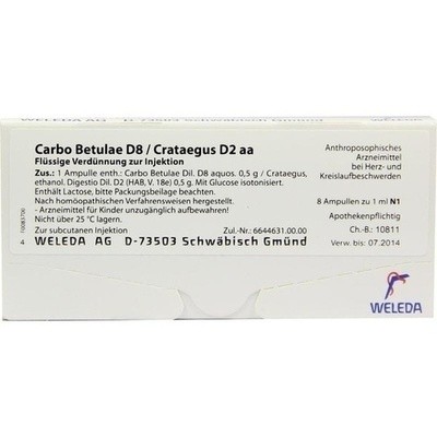 Carbo Betulae D8/Crataegus D2 aa, 8X1 ml (PZN 01620176)