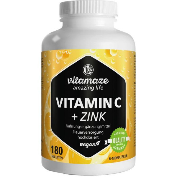 Vitamin C 1000 mg hochdosiert + Zink vegan (PZN 12741411)
