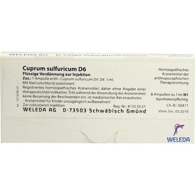 Cuprum Sulfuricum D6, 8X1 ml (PZN 01621537)