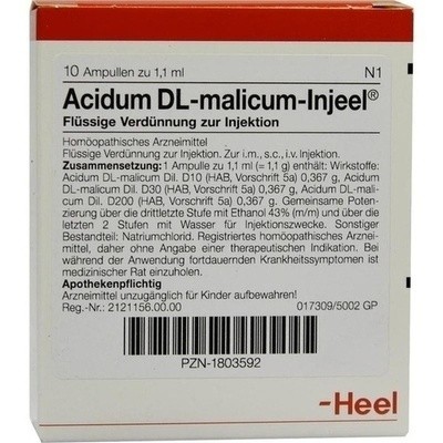 Acidum Dl Malicum Injeele 1,1 Ml (PZN 01803592)