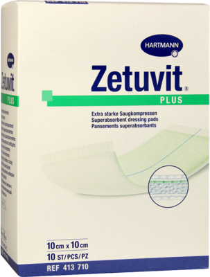 Zetuvit Plus Extrastarke Saugkompresse Steril 10x10cm (PZN 02536259)