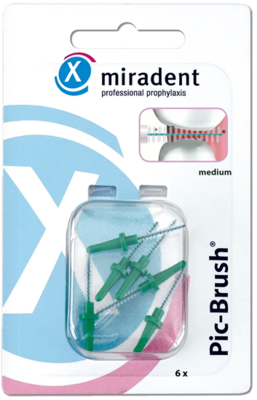 Miradent Pic-brush Ersatzbuersten Medium Gruen (PZN 02172432)