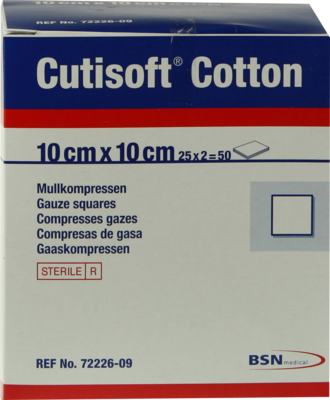 Cutisoft Cotton Kompr.10x10cm Steril 12fach (PZN 03896770)