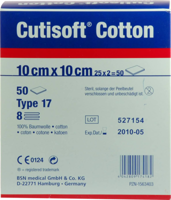 Cutisoft Cotton Kompr.10x10cm Steril (PZN 01563403)